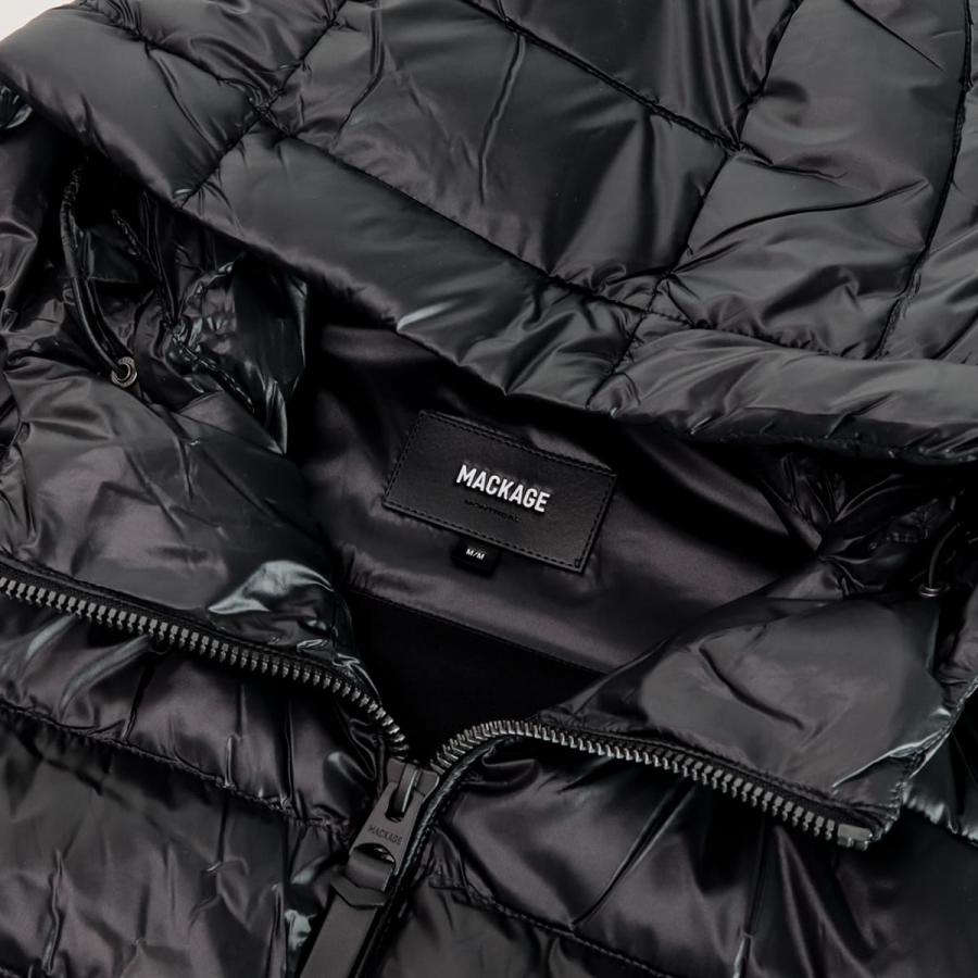 マッカージュ MACKAGE FRANK-R ダウンジャケット メンズ ライトダウン コンビダウン フード付き パーカー ナイロン×リブニット 光沢感 アウターの画像