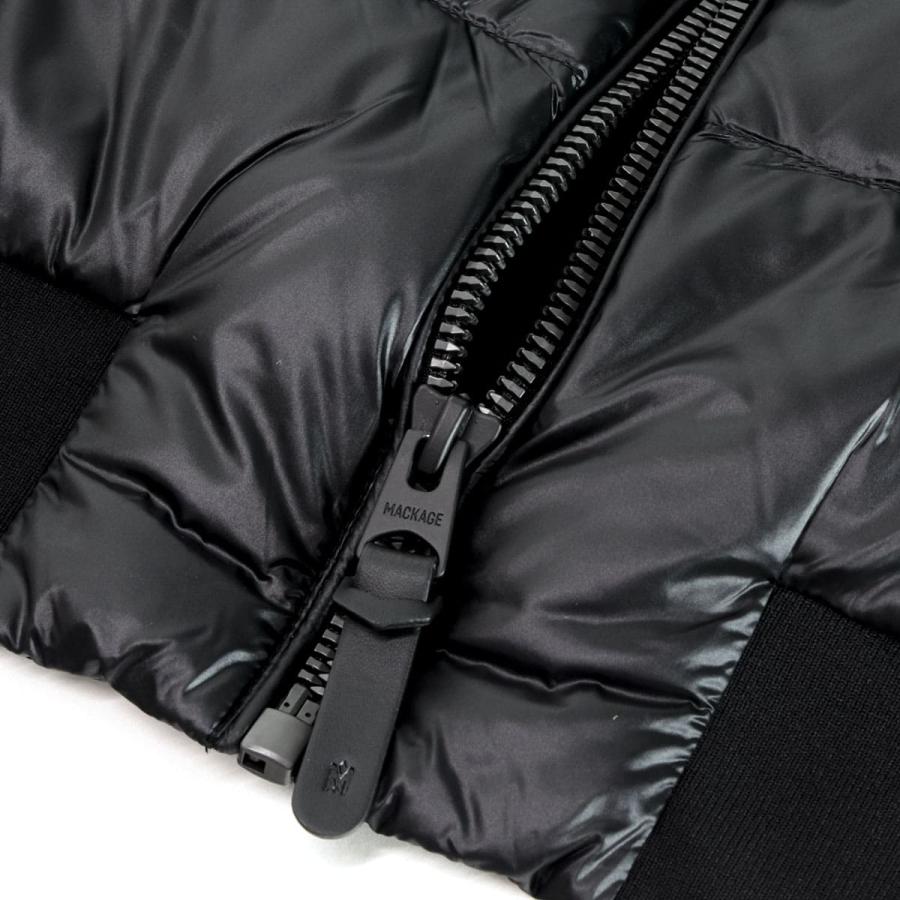 マッカージュ MACKAGE FRANK-R ダウンジャケット メンズ ライトダウン コンビダウン フード付き パーカー ナイロン×リブニット 光沢感 アウターの画像