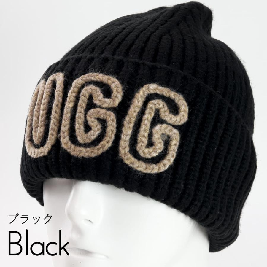 UGG アグ ビーニー ニット帽 ビッグロゴ チャンキー クラフテッド リブ