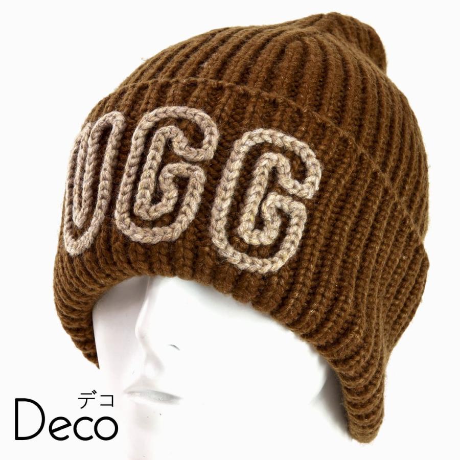 UGG アグ ビーニー ニット帽 ビッグロゴ チャンキー クラフテッド リブ