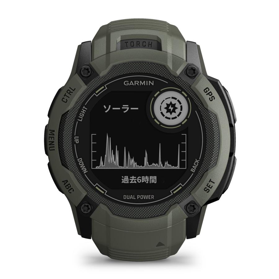 ガーミン(GARMIN) Instinct 2X Dual Power Moss タフネスGPSスマートウォッチ Suica対応 防水 防塵 耐熱  ストレス値 心拍数 登山【日本正規品】