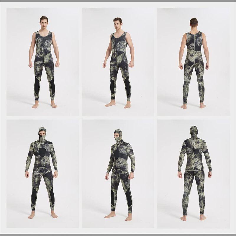 MORGEN SKY ウェットスーツ メンズ 5mm/3mm/1.5mm スピアフィッシング ツーピース 素潜り フード一体式 2ピース 上 MORGEN SKY ウェットスーツ メンズ 5mm/3mm/1 5mm スピアフィッシング ツーピース 素潜り フード一体式 2ピース