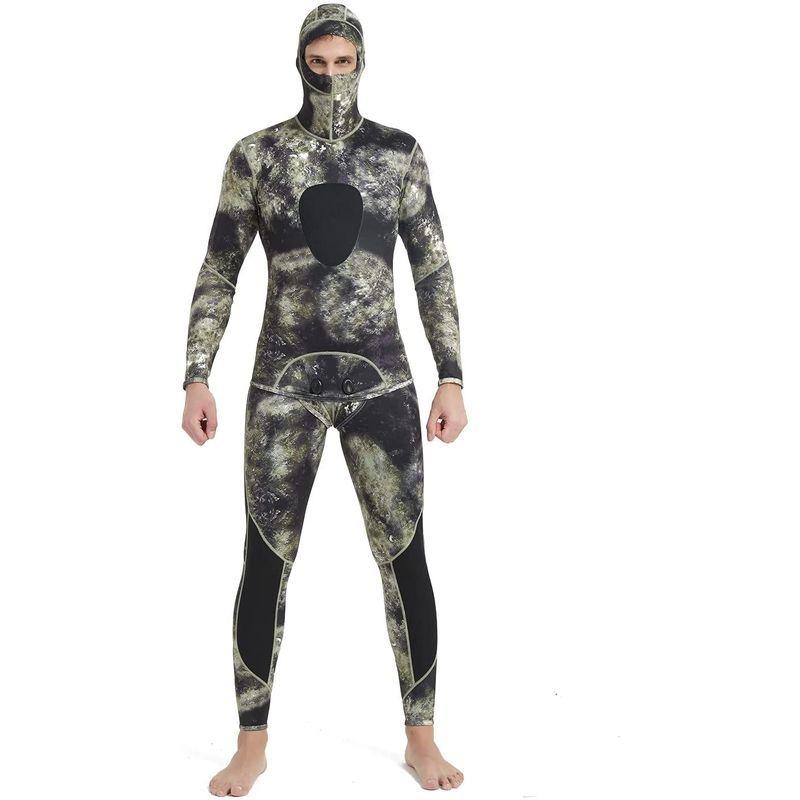 MORGEN SKY ウェットスーツ メンズ 5mm/3mm/1.5mm スピアフィッシング ツーピース 素潜り フード一体式 2ピース 上 MORGEN SKY ウェットスーツ メンズ 5mm/3mm/1 5mm スピアフィッシング ツーピース 素潜り フード一体式 2ピース