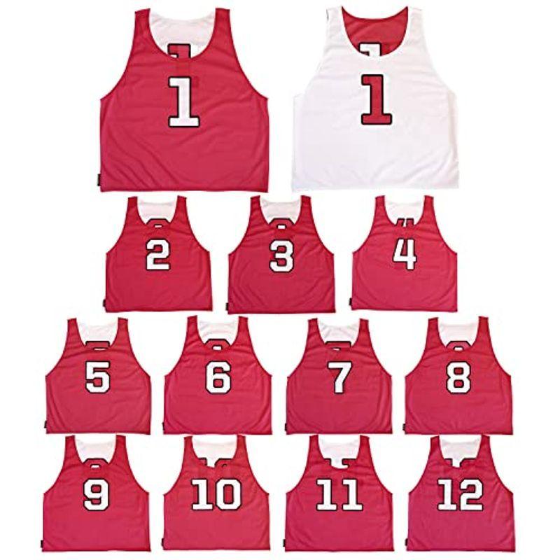 ATHLETIC MART ビブス(リバーシブル)1?12番 裏表/前後ろ番号付 12枚セット収納メッシュバッグ付全4カラー ビブス男女フリ