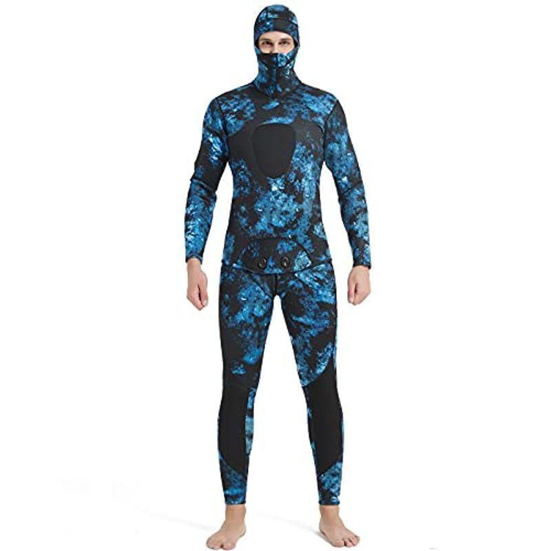 MORGEN SKY ウェットスーツ メンズ 5mm/3mm/1.5mm スピアフィッシング ツーピース 素潜り フード一体式 2ピース 上