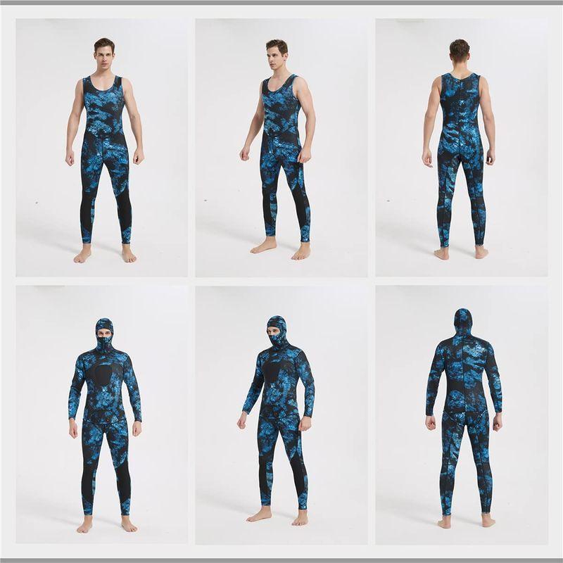 MORGEN SKY ウェットスーツ メンズ 5mm/3mm/1.5mm スピアフィッシング ツーピース 素潜り フード一体式 2ピース 上 MORGEN SKY ウェットスーツ メンズ 5mm/3mm/1 5mm スピアフィッシング ツーピース 素潜り フード一体式 2ピース