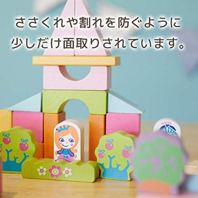 指先知育 積み木 お城 プリンセス タウンフォーガールズ Cubika キュビカ 木のおもちゃ ギフト 知育玩具 2歳 55ピース ままごと 割引発見 Themtransit Com