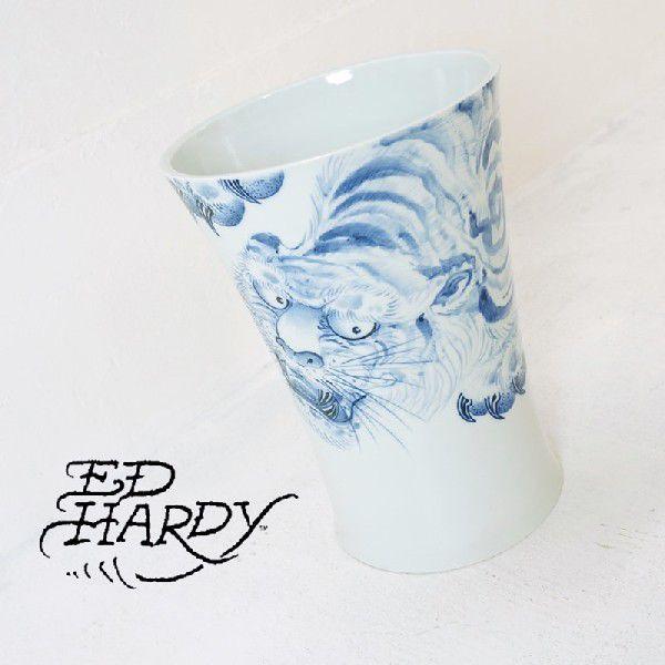 EdHardy （エドハーディー）Curious Tiger vase　（染付　探尾廻虎文　広口花入）有田焼｜garo1959