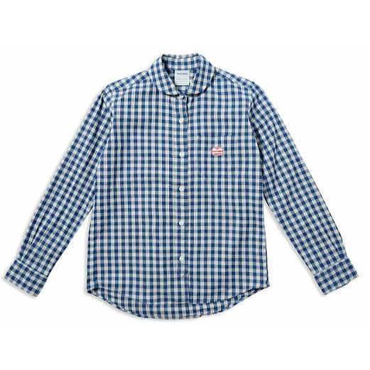 公式の  MACOBER インディゴ丸襟 BLUE-GGM 長袖ワークシャツ 長袖
