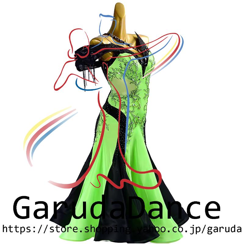 Garuda SHOP　レディース社交ダンス衣装　競技ドレスモダンドレス高級ドレス　発表会用演出服　 高級服　セミオーダー可　スタンダードドレス　品番10129