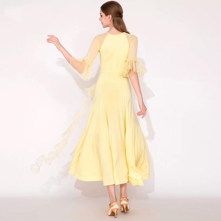 B1597★美品★M★黄色/フェザー/スワロMIX/スタンダードドレス☆社交ダン B1597☆美品☆M☆黄色/フェザー/スワロMIX/スタンダードドレス☆社交