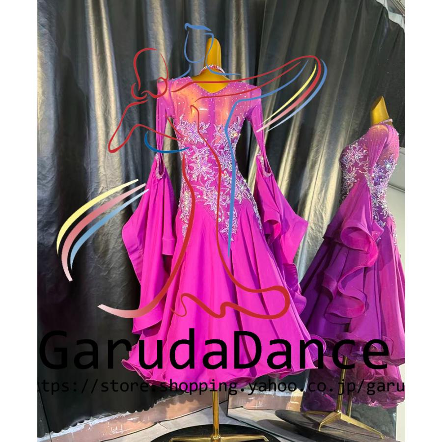 Garuda SHOP レディース社交ダンス衣装 競技ドレスモダンドレス高級ドレス 発表会用演出服  高級服 セミオーダー可 スタンダードドレス 品番10365の画像