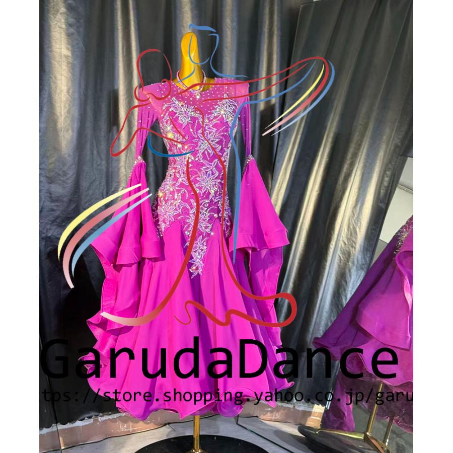 Garuda SHOP レディース社交ダンス衣装 競技ドレスモダンドレス高級ドレス 発表会用演出服  高級服 セミオーダー可 スタンダードドレス 品番10365の画像