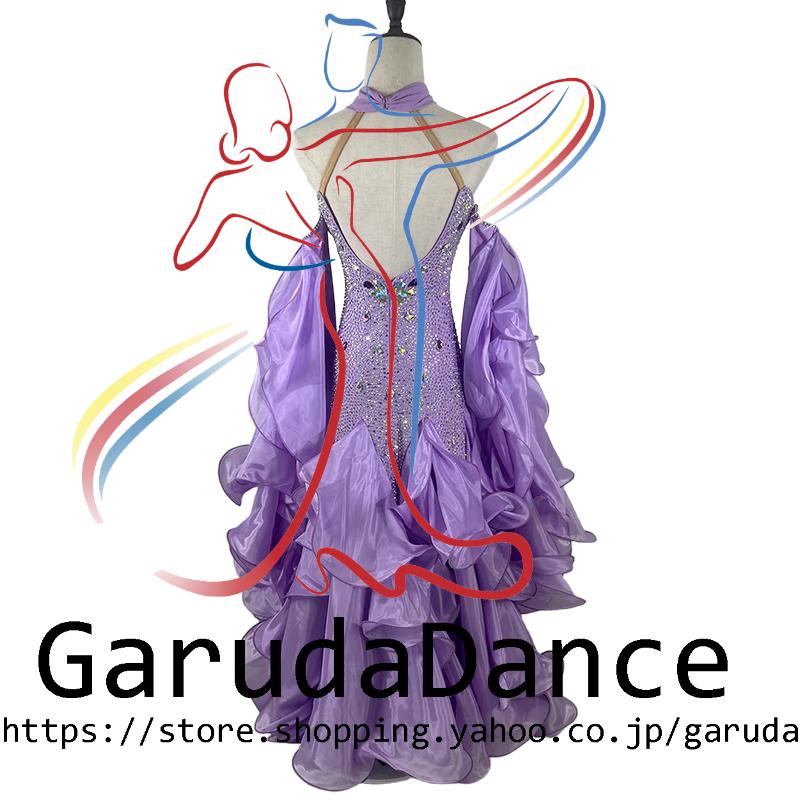 Garuda SHOP レディース社交ダンス衣装 競技ドレスモダンドレス高級ドレス 発表会用演出服  高級服 セミオーダー可 スタンダードドレス 品番10809の画像