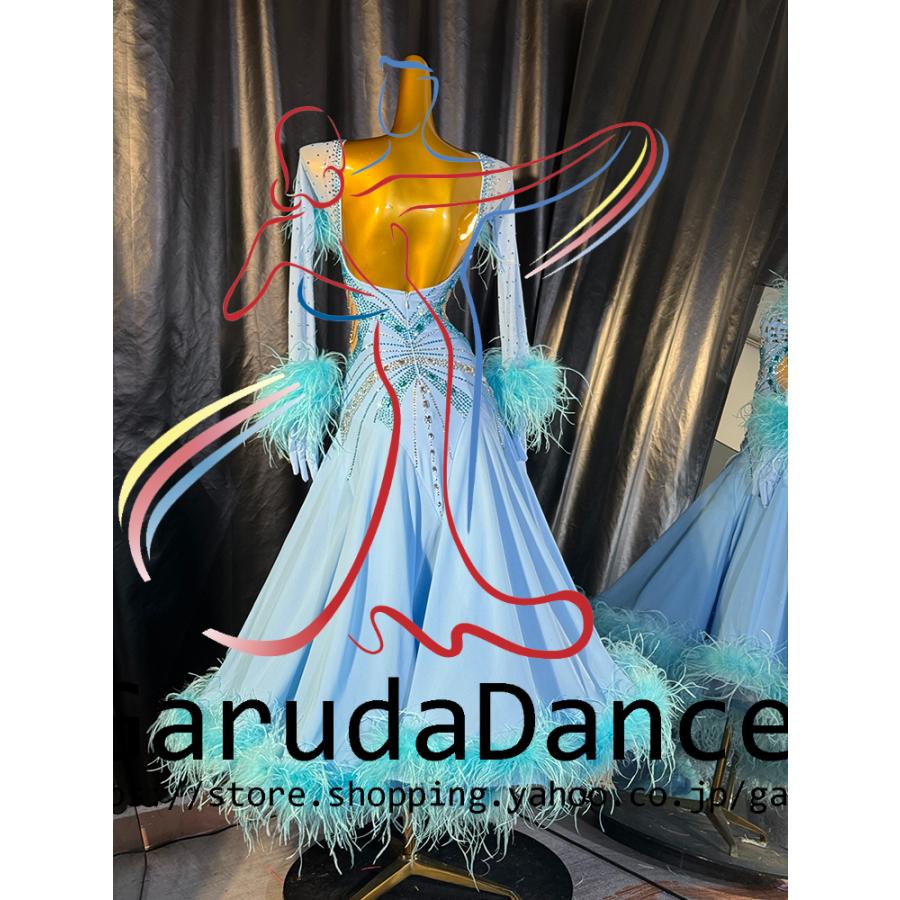 Garuda SHOP　レディース社交ダンス衣装　競技ドレスモダンドレス高級ドレス　発表会用演出服　 高級服　セミオーダー可　スタンダードドレス　品番10974_1