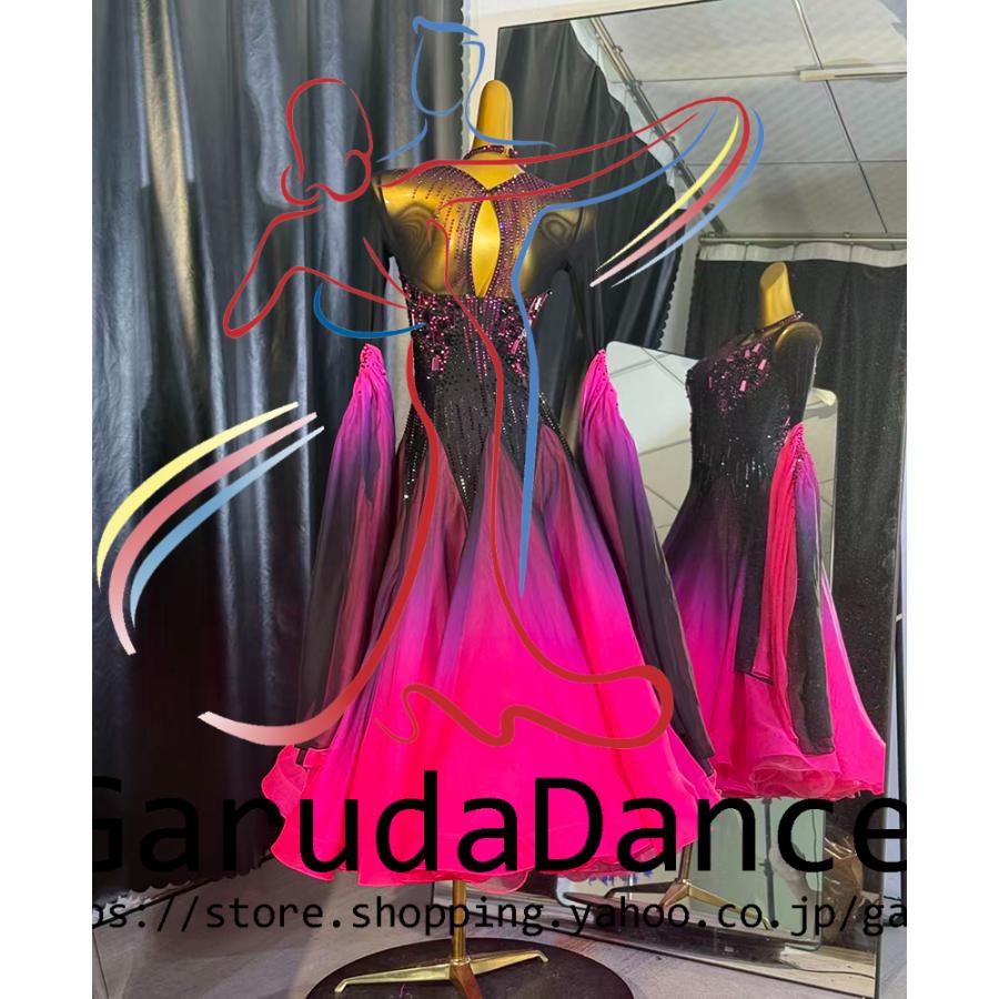 Garuda SHOP　レディース社交ダンス衣装　競技ドレスモダンドレス高級ドレス　発表会用演出服　 高級服　セミオーダー可　スタンダードドレス　品番11004_1