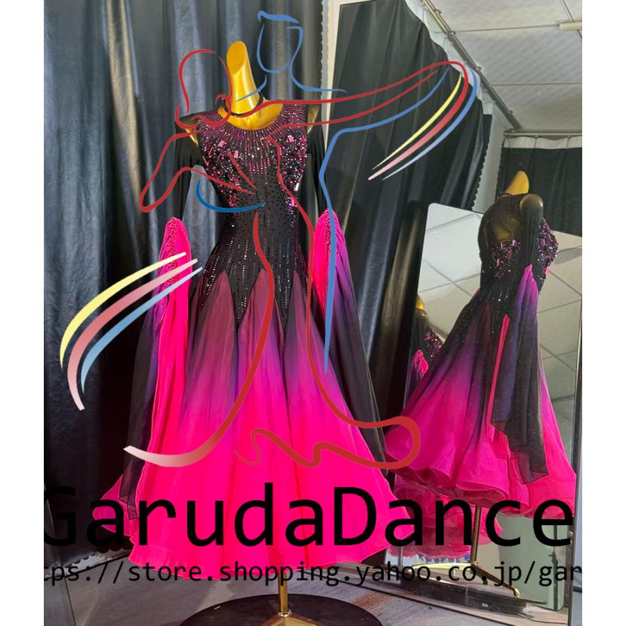 Garuda SHOP　レディース社交ダンス衣装　競技ドレスモダンドレス高級ドレス　発表会用演出服　 高級服　セミオーダー可　スタンダードドレス　品番11004_2