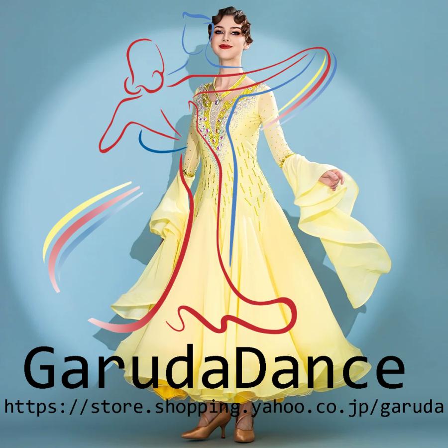 Garuda SHOP　レディース社交ダンス衣装　競技ドレスモダンドレス高級ドレス　発表会用演出服　 高級服　セミオーダー可　スタンダードドレス　品番11195
