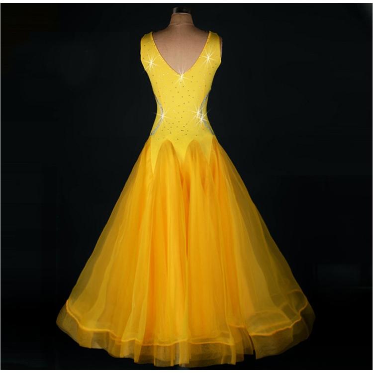 Garuda SHOP　社交ダンス衣装モダンドレス　レッスンウエア　競技衣装 練習服 試合デモキラキラストーン手作り　黄色 |  | 01