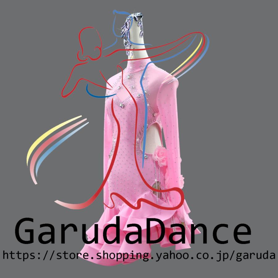 Garuda SHOP　レディース社交ダンス衣装　サイズ調整対応　ラテン練習競技レッスンウエア　パーティーダンス発表会ワンピース お得セット品　品番11240_3