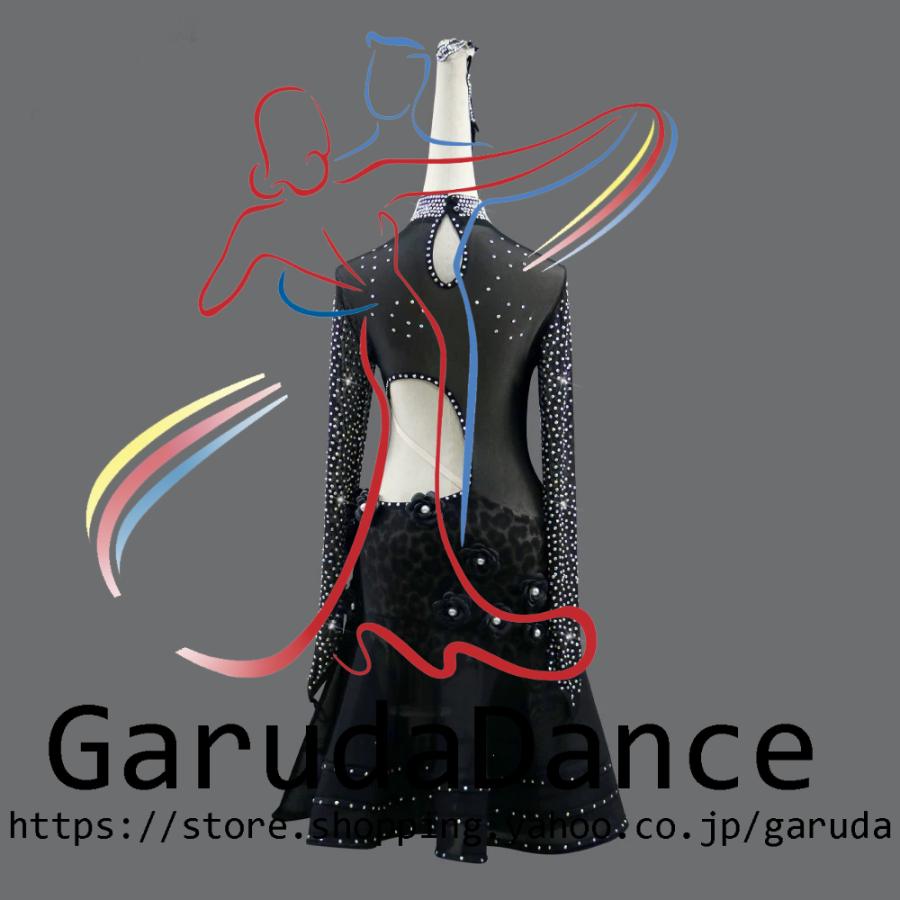 Garuda SHOP　レディース社交ダンス衣装　サイズ調整対応　ラテン練習競技レッスンウエア　パーティーダンス発表会ワンピース お得セット品　品番11244