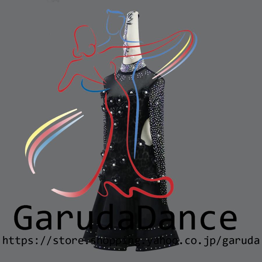 Garuda SHOP　レディース社交ダンス衣装　サイズ調整対応　ラテン練習競技レッスンウエア　パーティーダンス発表会ワンピース お得セット品　品番11244