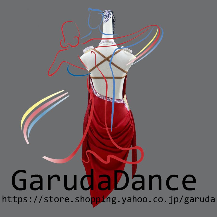 Garuda SHOP　レディース社交ダンス衣装　サイズ調整対応　ラテン練習競技レッスンウエア　パーティーダンス発表会ワンピース お得セット品　品番11245