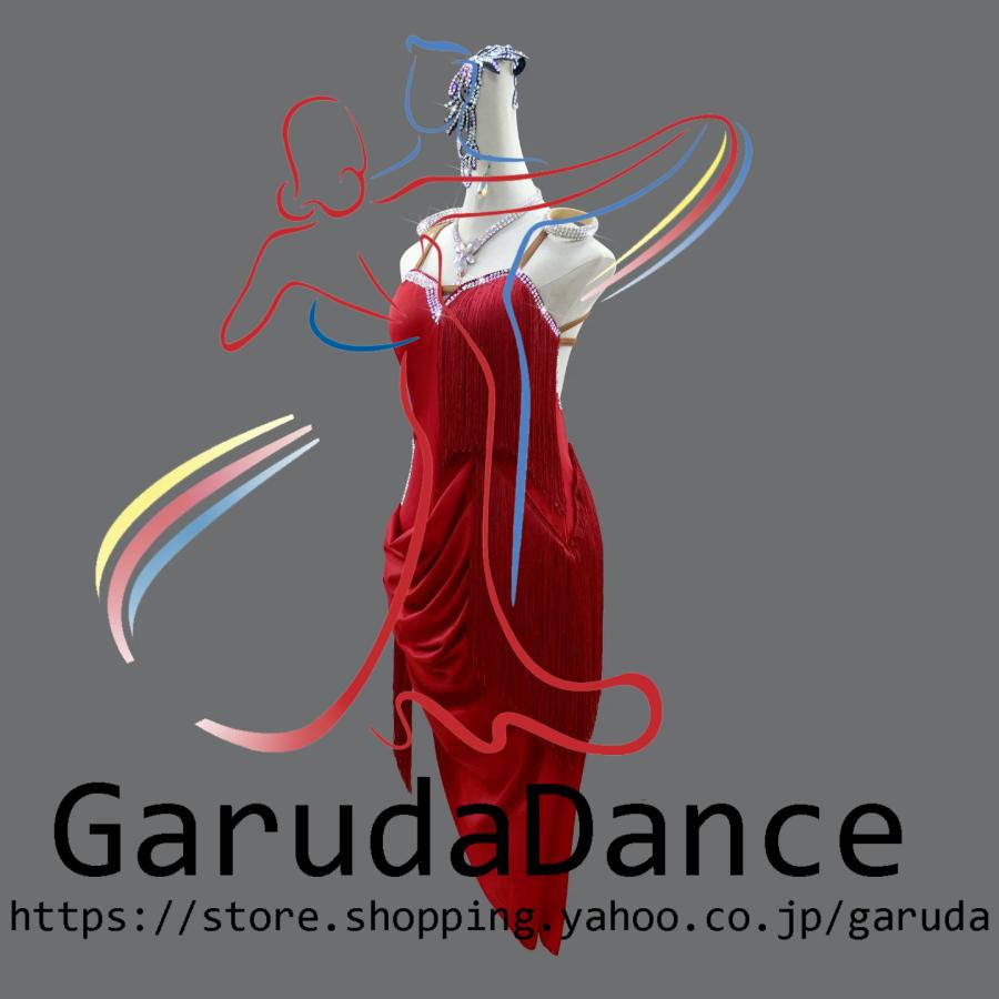 Garuda SHOP　レディース社交ダンス衣装　サイズ調整対応　ラテン練習競技レッスンウエア　パーティーダンス発表会ワンピース お得セット品　品番11245