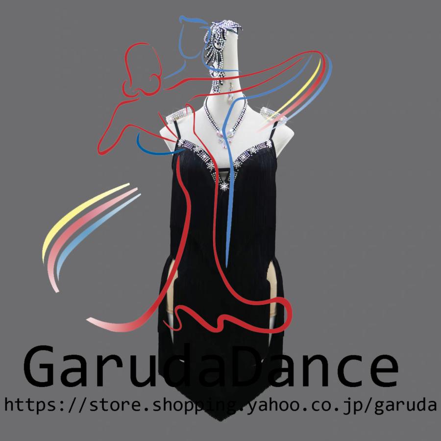 Garuda SHOP　レディース社交ダンス衣装　サイズ調整対応　ラテン練習競技レッスンウエア　パーティーダンス発表会ワンピース お得セット品　品番11259_3