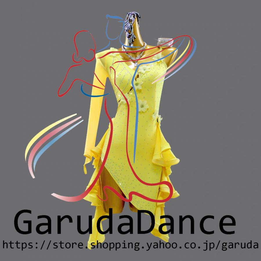 Garuda SHOP　レディース社交ダンス衣装　サイズ調整対応　ラテン練習競技レッスンウエア　パーティーダンス発表会ワンピース お得セット品　品番11263_4