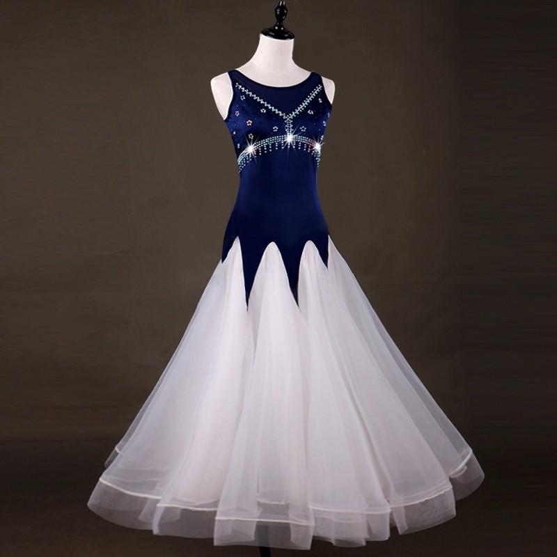Garuda SHOP　社交ダンス衣装モダンドレス　レッスンウエア　競技衣装 練習服 競技着 デモ　ストーン飾　袖なし　新作_1