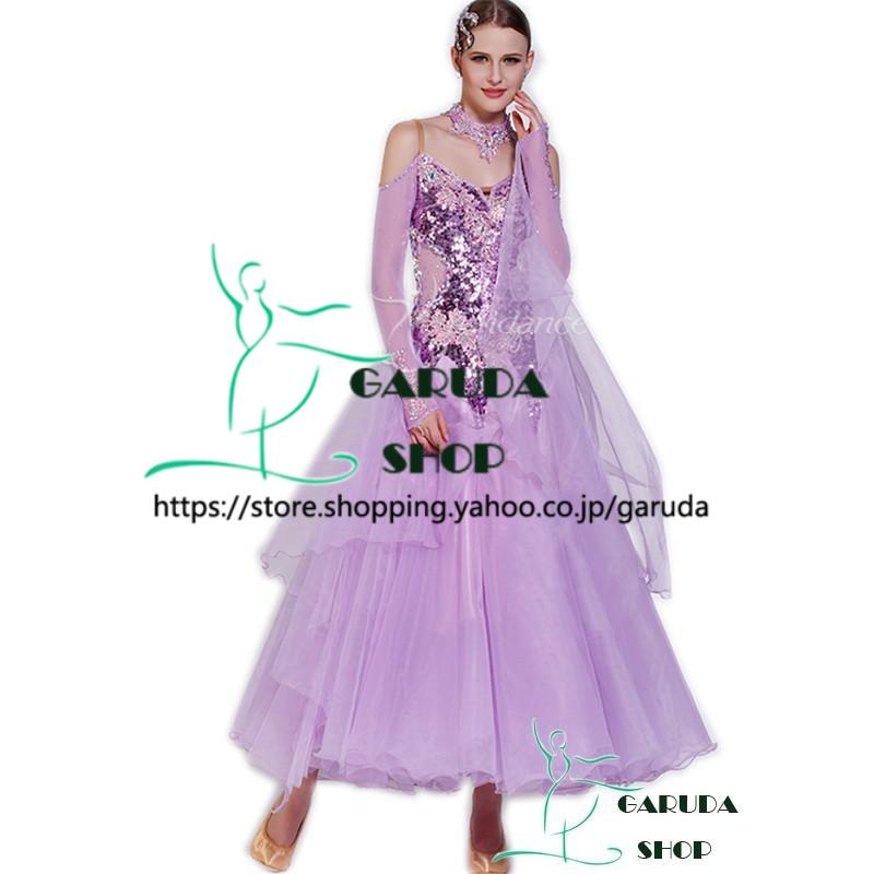 楽天1位 Garuda Shop レディース社交ダンスドレス モダン競技ドレス ワルツドレス高級品 発表会用ドレスワンピース セミオーダー可 パープル 品番2265 人気特価激安 Johnydar Com