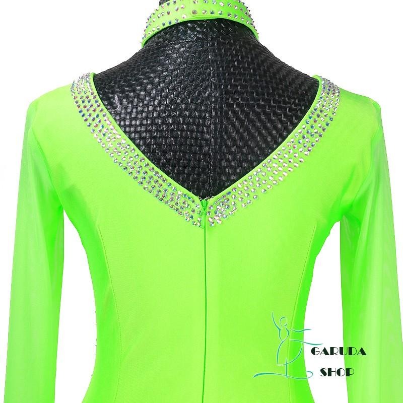 Garuda SHOP　レディース社交ダンスドレス　競技ドレス　新入荷新品　発表会用演出服パーティードレスワンピース　セミオーダー可　蛍光緑 品番2408_3