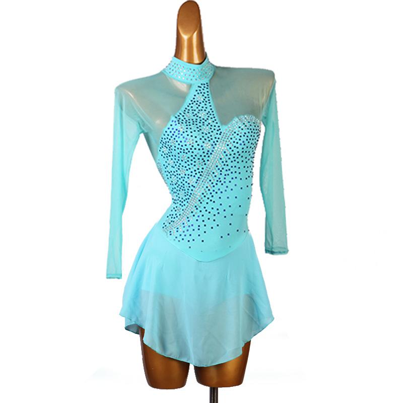 安いそれに目立つ Garuda Shop レディース社交ダンス衣装 サイズ調整可 ラテン練習競技レッスンウエア パーティーダンス発表会ワンピース 水色 品番3002 新発売の Bajawinescabo Com