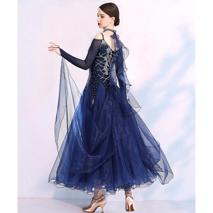 Garuda SHOP　社交ダンス衣装レディースモダンドレス　発表会ワルツドレス　モダン競技試合ワンピース　豪華新作2色　サイズ調整対応　品番3390 |  | 01