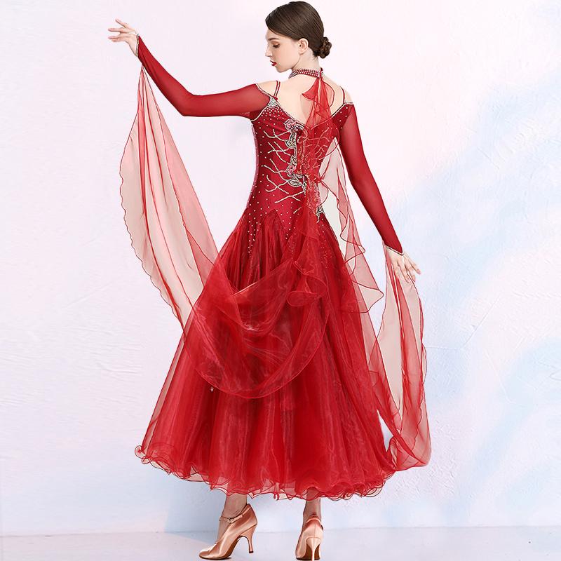 Garuda SHOP　社交ダンス衣装レディースモダンドレス　発表会ワルツドレス　モダン競技試合ワンピース　豪華新作2色　サイズ調整対応　品番3390 |  | 03