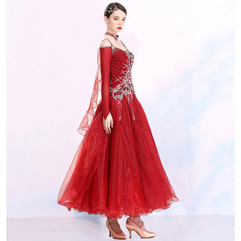 Garuda SHOP　社交ダンス衣装レディースモダンドレス　発表会ワルツドレス　モダン競技試合ワンピース　豪華新作2色　サイズ調整対応　品番3390 |  | 04