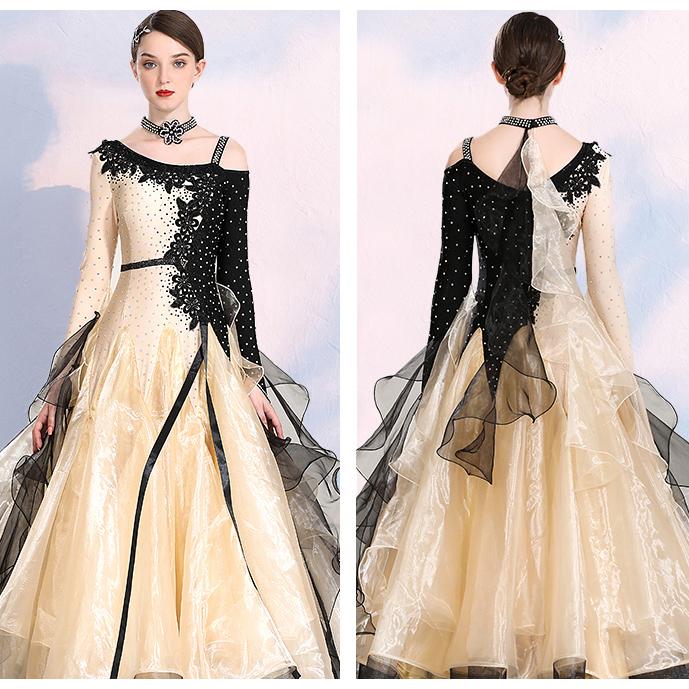 Garuda SHOP　社交ダンス衣装レディースモダンドレス　発表会ワルツドレス　モダン競技試合ワンピース　豪華新作2色　サイズ調整対応　品番3771 |  | 02