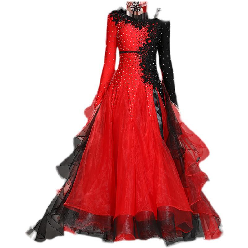 Garuda SHOP　社交ダンス衣装レディースモダンドレス　発表会ワルツドレス　モダン競技試合ワンピース　豪華新作2色　サイズ調整対応　品番3771 |  | 05