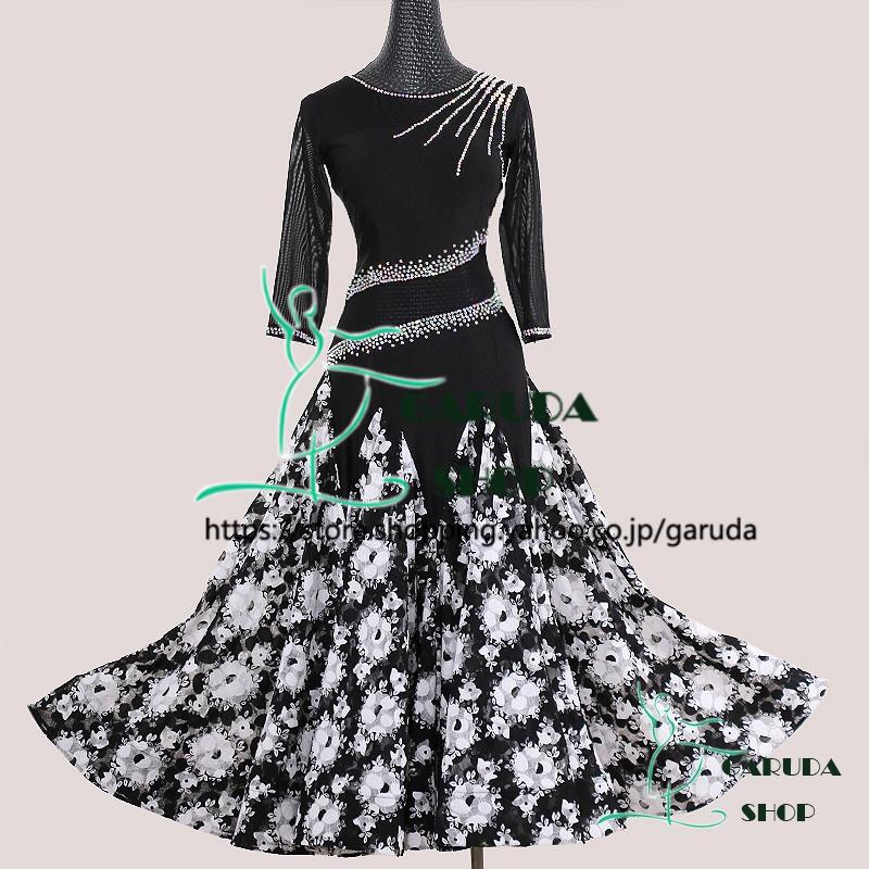 安い Garuda Shop レディース社交ダンス衣装 競技ドレス 新品 発表会用演出服パーティードレスワンピース セミオーダー可 花柄スカート 品番3780 肌触りがいい Www Muslimaidusa Org