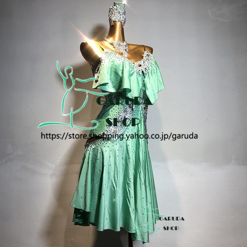Garuda SHOP　レディース社交ダンス衣装　競技ドレス　ラテンドレス　高級品　発表会用演出服 　サイズ調整可 輝きライトストーン飾り　2種類　品番4517_2