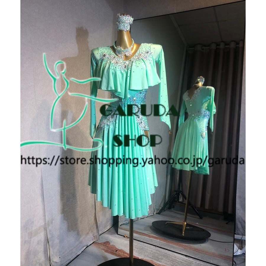 Garuda SHOP　レディース社交ダンス衣装　競技ドレス　ラテンドレス　高級品　発表会用演出服 　サイズ調整可 輝きライトストーン飾り　2種類　品番4517_3