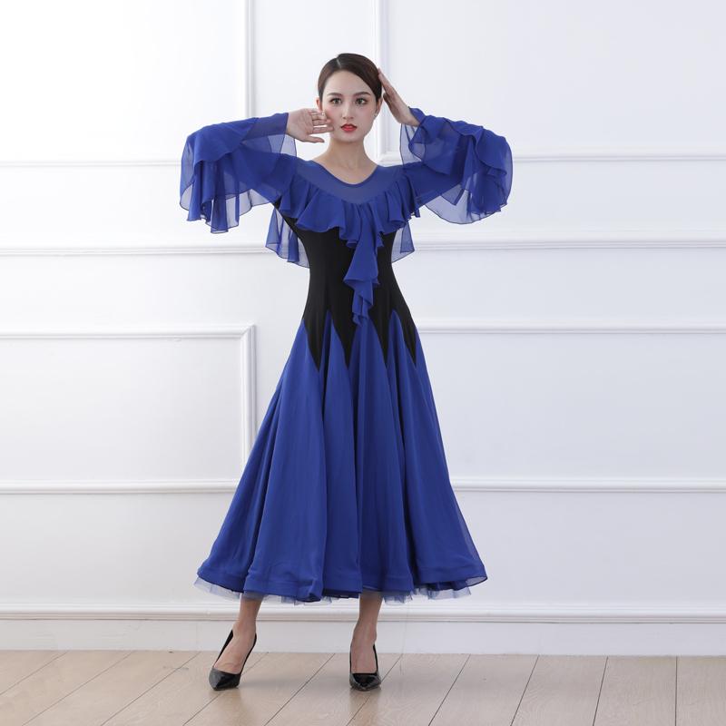 社交ダンスドレス　レッスンウェア　未使用に近い　L〜XL青い刺繍入りダンスウェア Garuda SHOP 社交ダンス衣装 レディースダンスレッスン服 練習