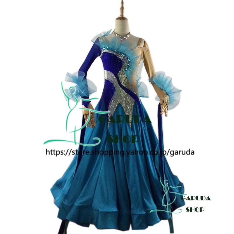 Garuda SHOP レディース社交ダンスドレス モダン競技ドレス 発表会用高品質ドレス 品番4734 ワルツドレス高級品 毎週更新 当店は最高な サービスを提供します セミオーダー可