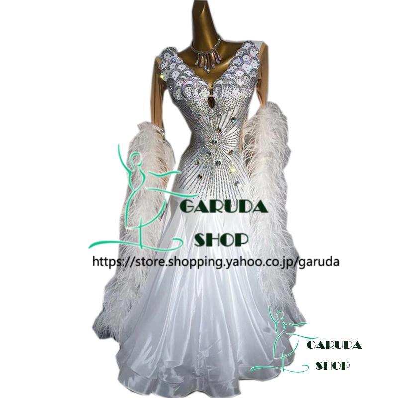 Garuda SHOP　レディース社交ダンス衣装　競技ドレス　ワルツドレス高級品　発表会用演出服パーティードレスワンピース　セミオーダー可　2色　品番5057_3