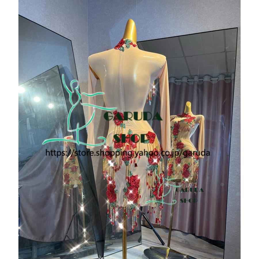 Garuda SHOP レディース社交ダンス衣装 競技ドレス ラテンドレス 高級品 発表会用演出服  サイズ調整可  ライトストーン飾り 品番5075の画像