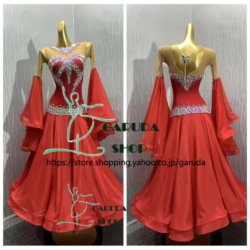 Garuda SHOP レディース社交ダンス衣装 競技ドレス ワルツドレス高級品 発表会用演出服パーティードレスワンピース セミオーダー可 品番5124の画像
