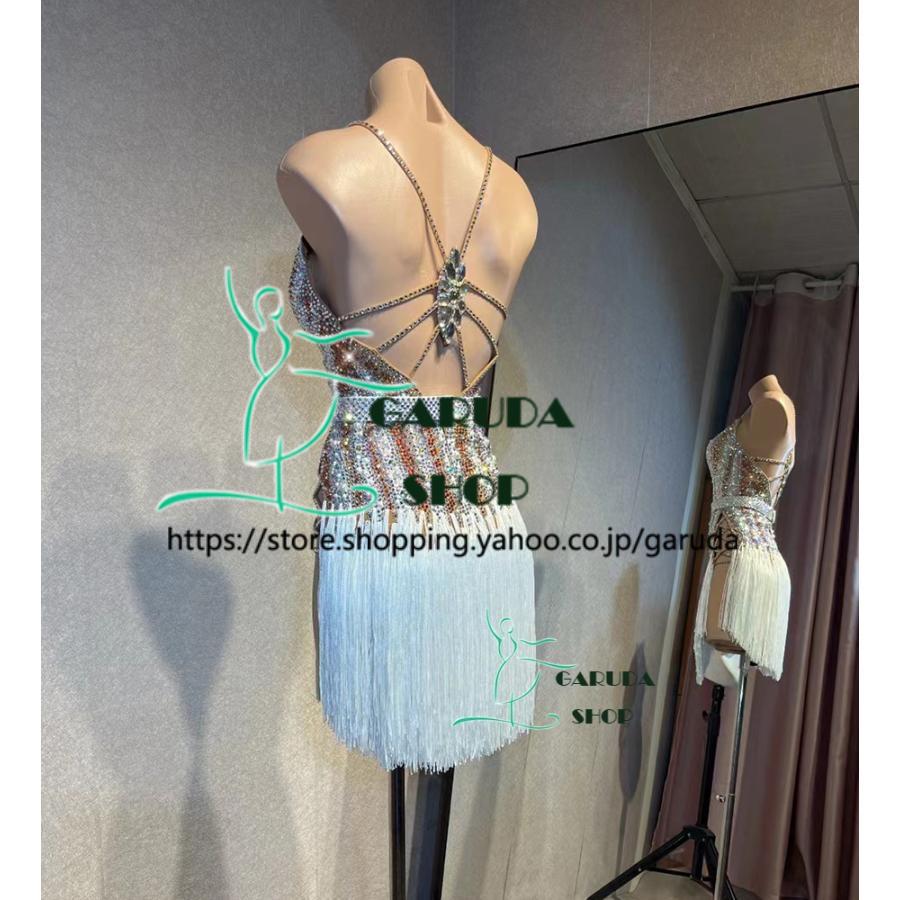 Garuda SHOP レディース社交ダンス衣装 競技ドレス ラテンドレス 高級品 発表会用演出服  サイズ調整可  ライトストーン飾り 品番5196の画像