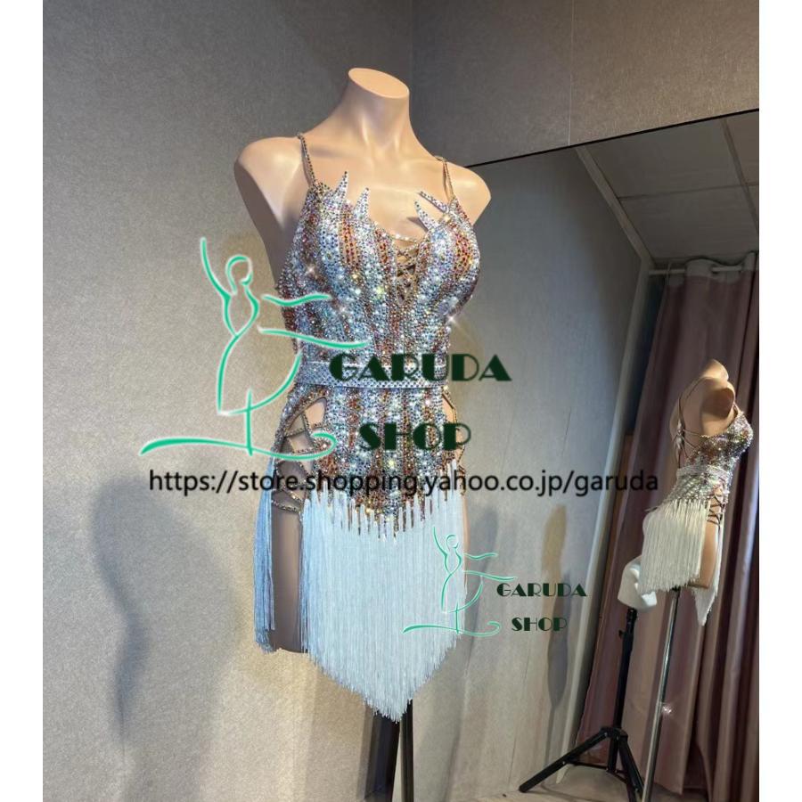 Garuda SHOP レディース社交ダンス衣装 競技ドレス ラテンドレス 高級品 発表会用演出服  サイズ調整可  ライトストーン飾り 品番5196の画像