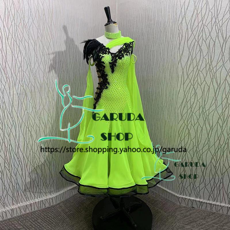 新品★ドレス★スタンダード★社交ダンス★競技会★パーティー★蛍光ウォーターメロン Garuda SHOP レディース社交ダンス衣装 競技ドレス ワルツドレス高級品